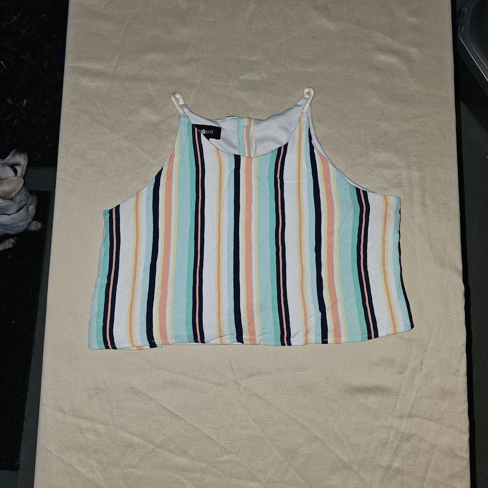Amy Byer Girls Cotton On Black and White Boxy Crop Tank Top